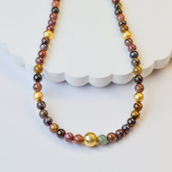 Tourmaline & Gold Accent Necklace 15-17" - Picture 2 of 9